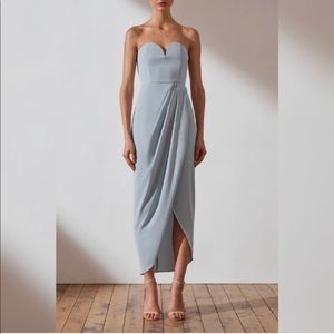 Shona Joy Core U Bustier Draped Dress Powder Blue. NWT